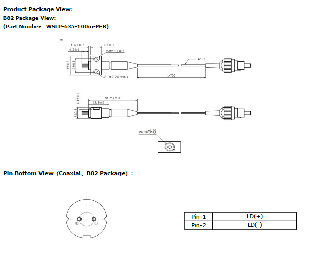 635nm,638nm,640nm 100mW 105um Multi-mode Fiber Coupled Laser Diode with ...
