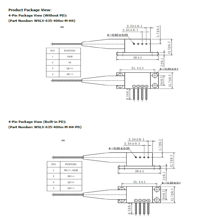 635nm,638nm,640nm 400mW 105um Fiber Coupled Laser Diode Module with 4 ...
