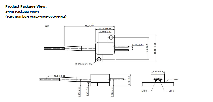 800nm,808nm,810nm 5W 105um Fiber Coupled Laser Diode Module with 2-Pin ...